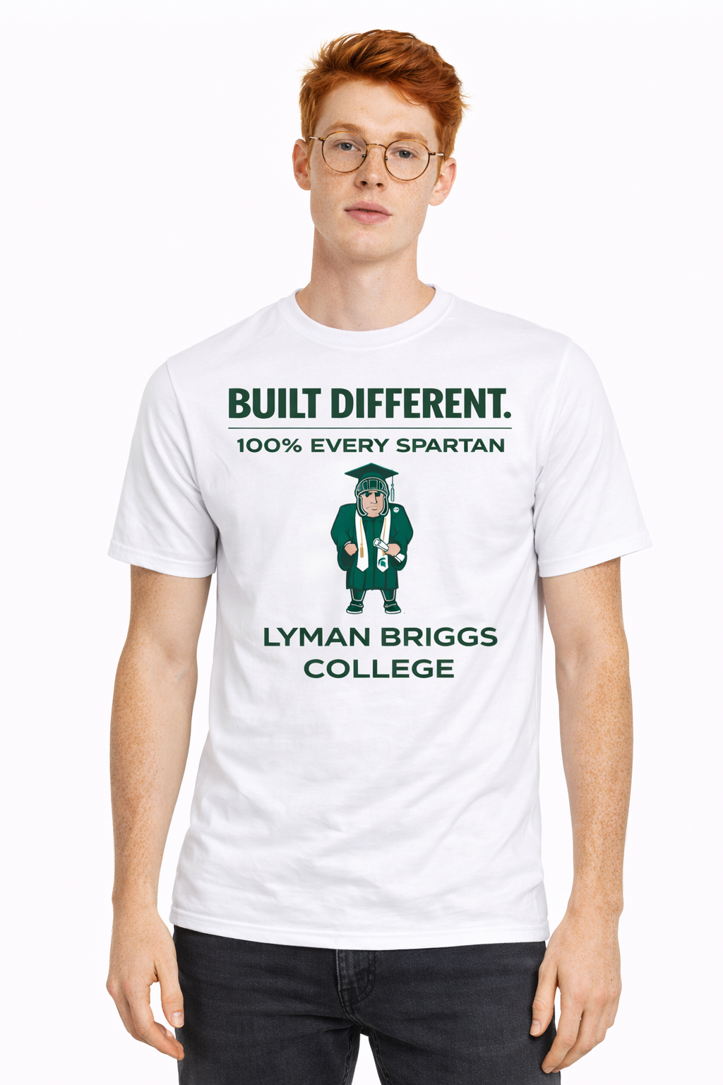 A white t-shirt featuring
