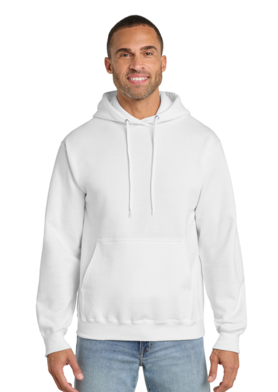 White hoodie with green “EVERY SPARTAN” text and Spartan helmet logo on the front.