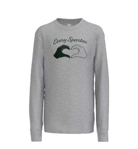 Gray long-sleeved shirt with 