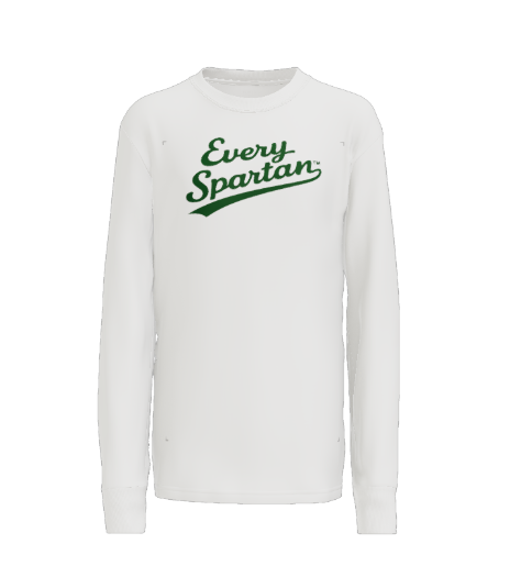 White sweatshirt with the words 