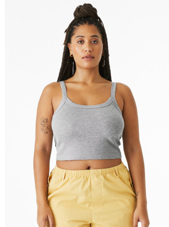 A gray ribbed tank top with 