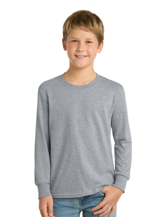 Gray long-sleeved shirt with 
