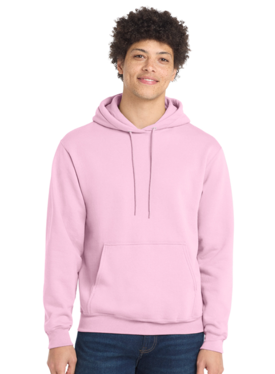 Light pink hoodie with “BUILT DIFFERENT. 100% ER SPARTAN.” text and Spartan logo on the chest