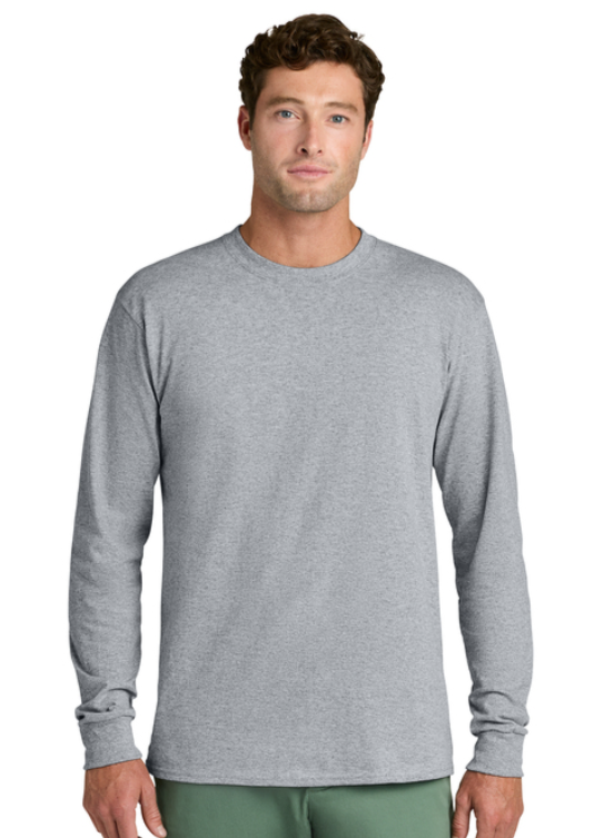Gray long-sleeve shirt with “BUILT DIFFERENT. 100% EVERY SPARTAN” and a green Spartan helmet logo