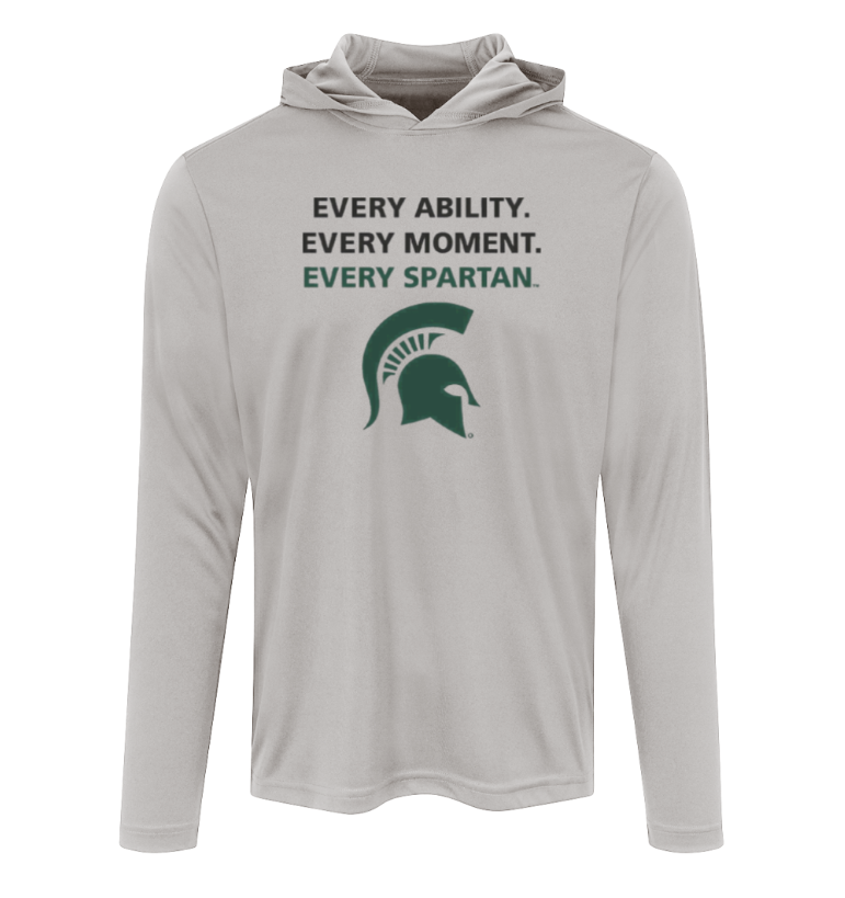 Light gray long-sleeve hoodie with 