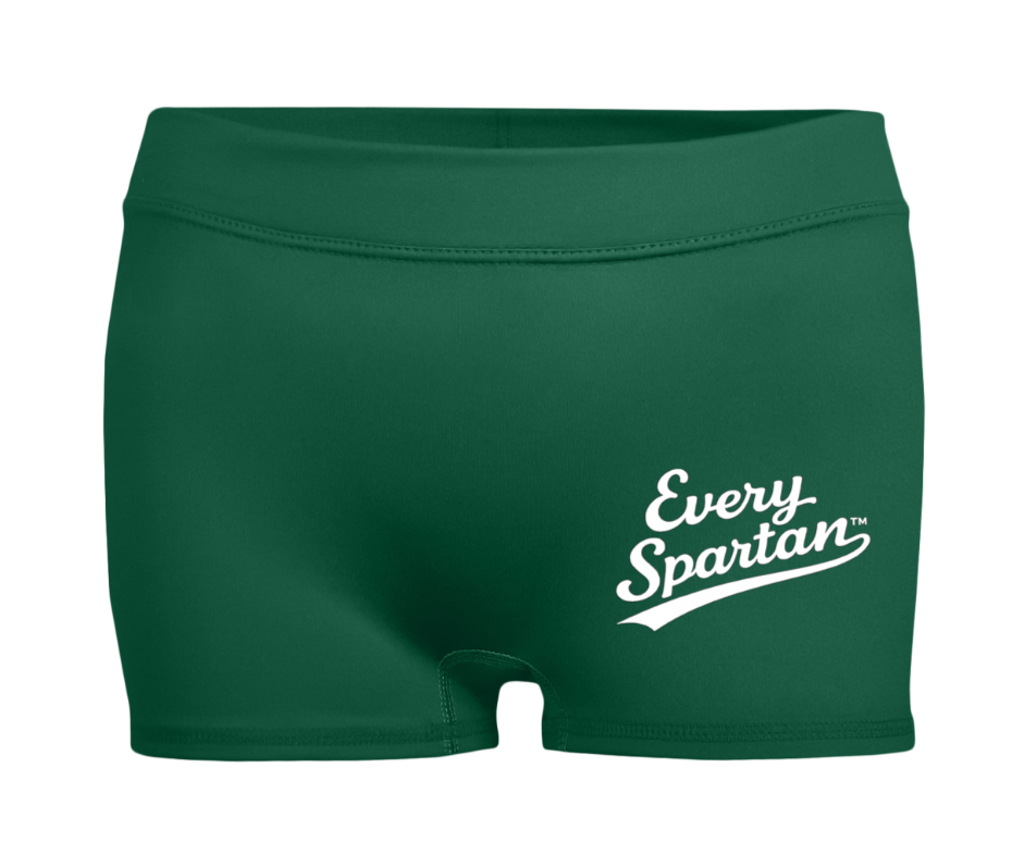 Green athletic shorts with white 