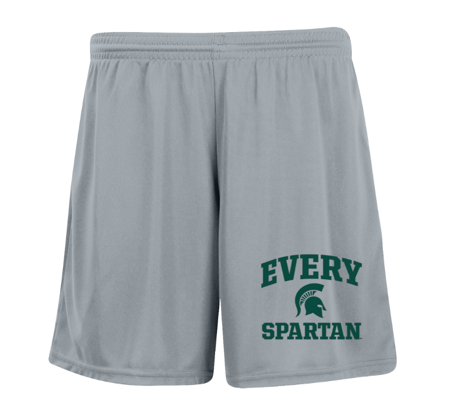 Gray athletic shorts with green 