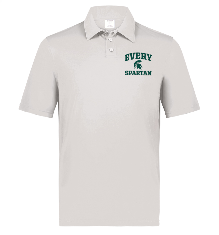 Light gray polo shirt with green 