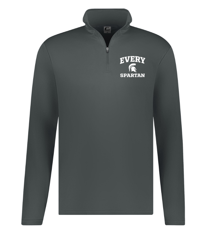Dark gray quarter-zip pullover with “Every Spartan” logo on the chest