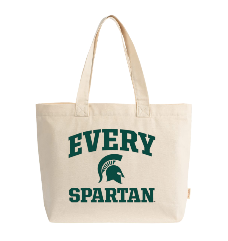 Cream tote bag with green 