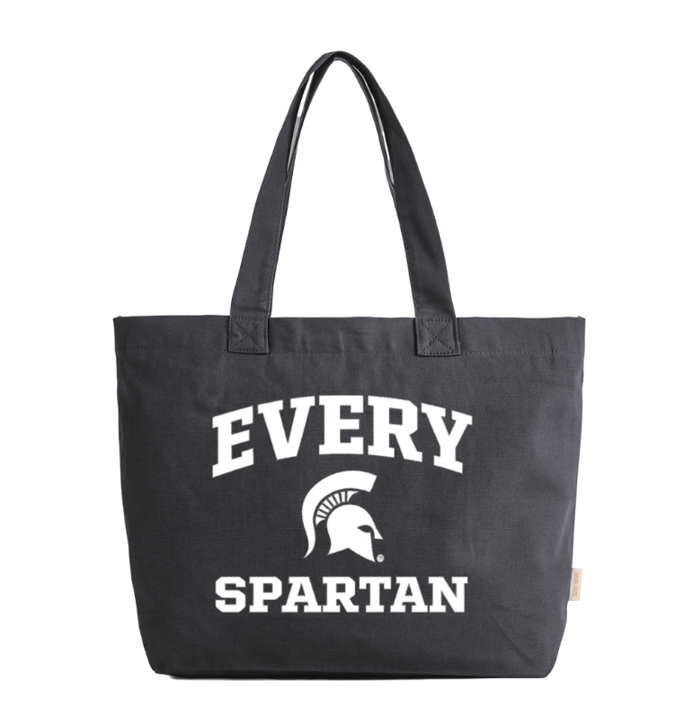 Black tote bag with white 