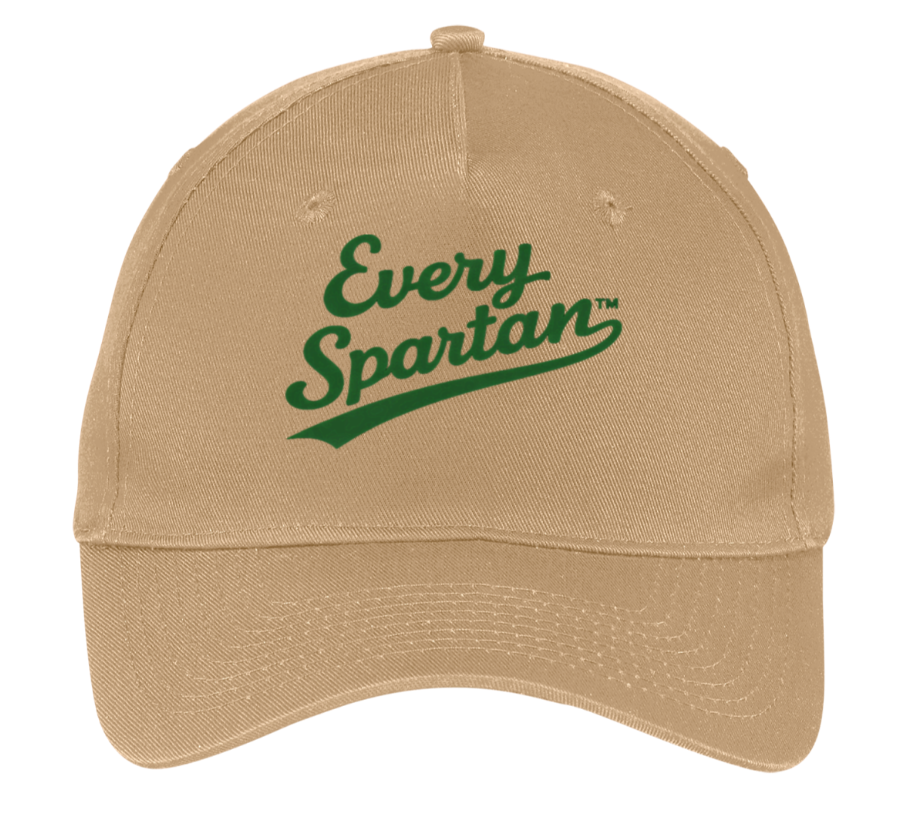 Tan baseball cap with green 