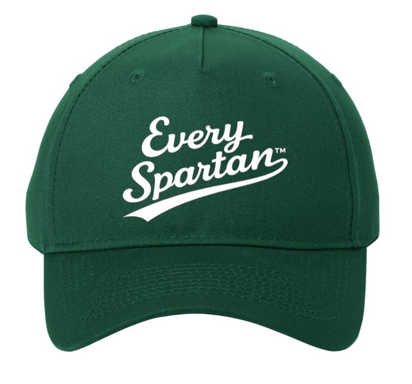 Green baseball cap with “Every Spartan” logo in white