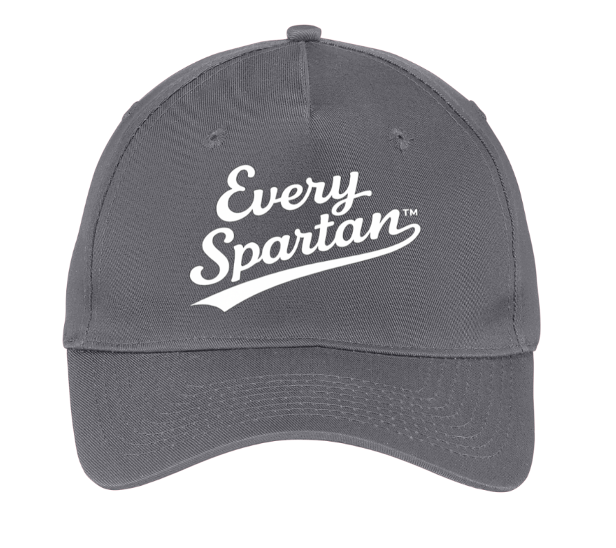 Gray baseball cap with white “Every Spartan” logo