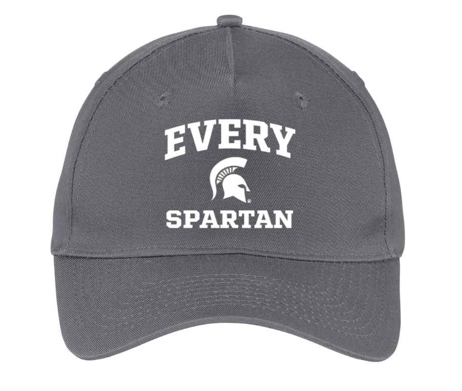Gray baseball cap with white “EVERY SPARTAN” text and Spartan helmet logo
