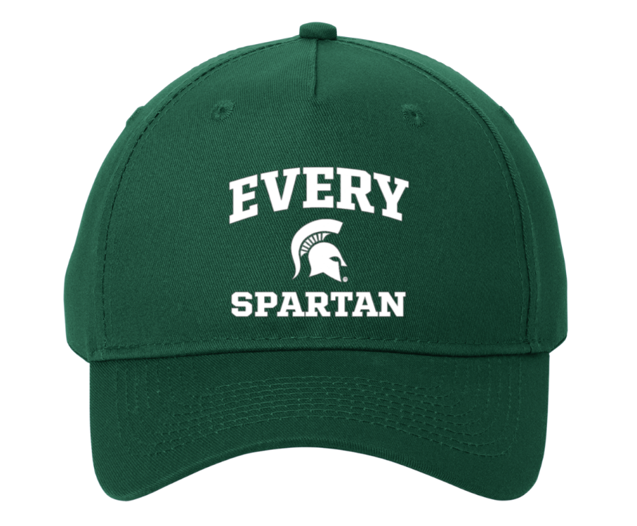 Green baseball cap with white “EVERY SPARTAN” text and Spartan helmet logo