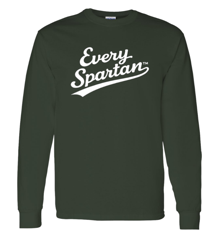Dark green long-sleeve shirt with white 
