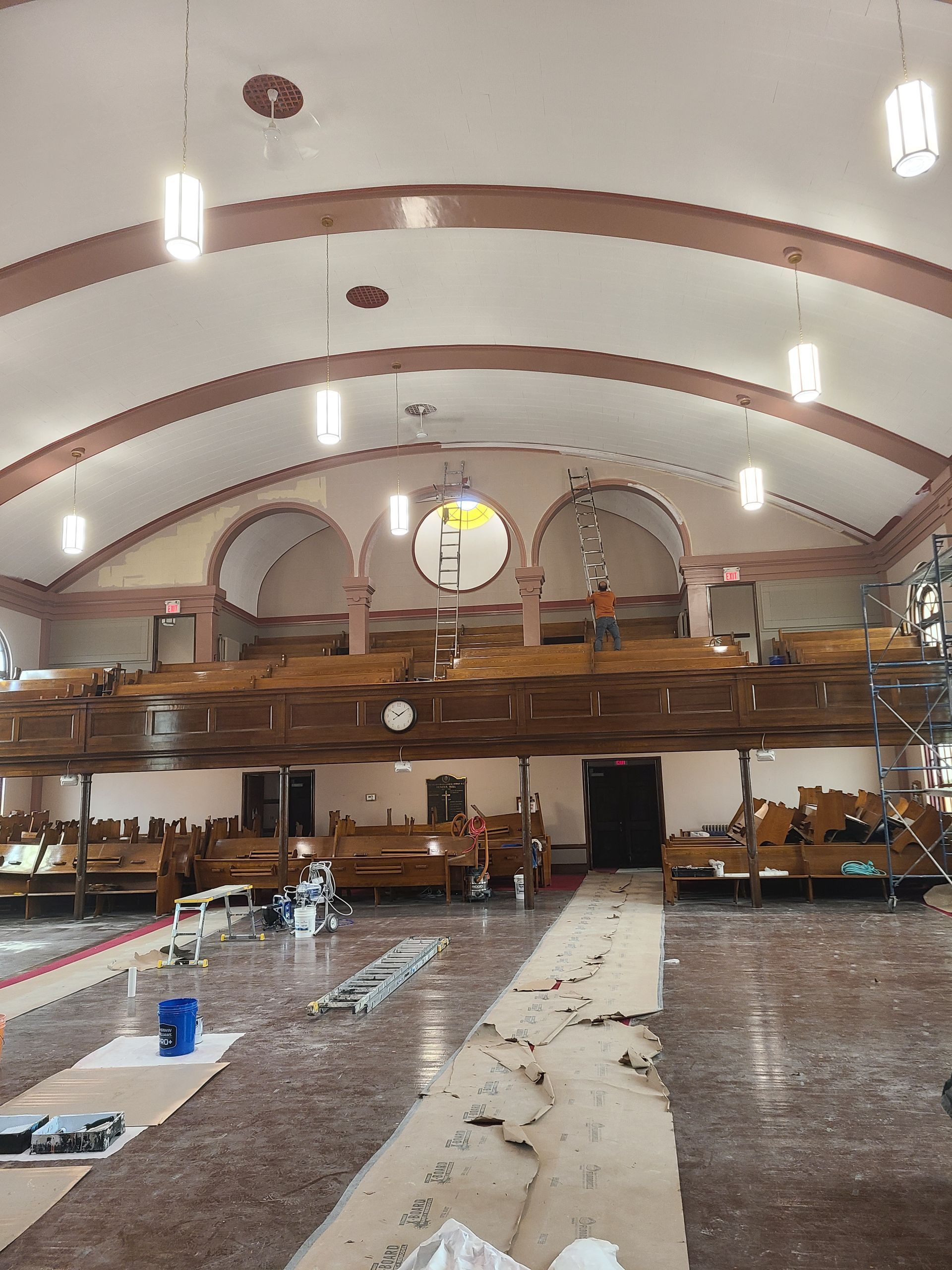 The inside of a church is being remodeled.
