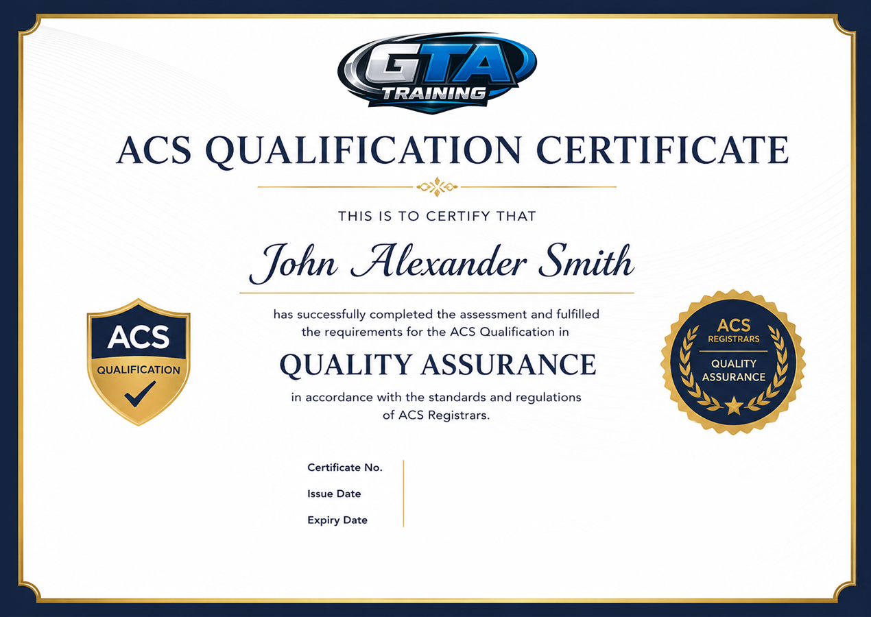 A mock up fo a ACS qualification certificate