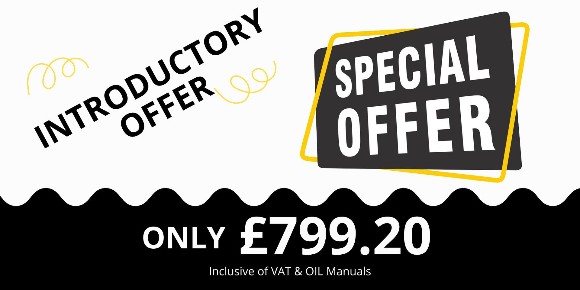 A black and white sign that says `` introductory offer '' and `` special offer ''.