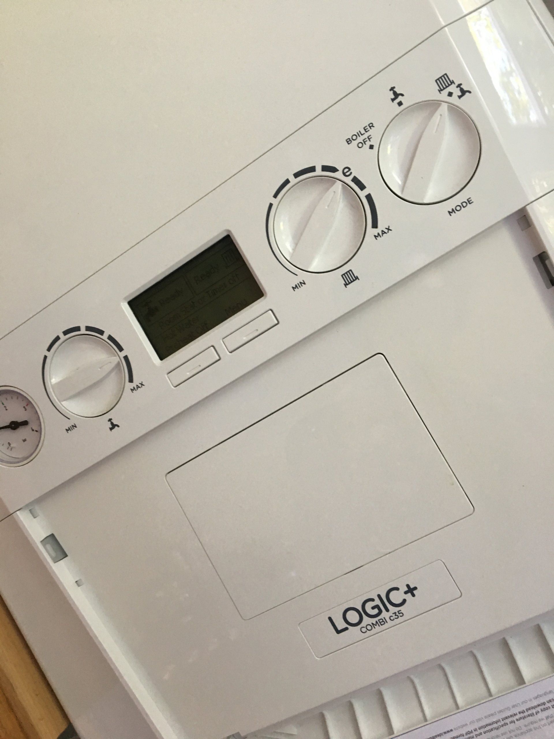 A white appliance with the word logic on it