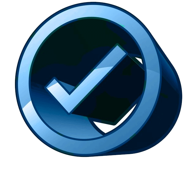 A blue circle with a check mark inside of it