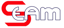 Un logo rosso e bianco per un'azienda chiamata cam
