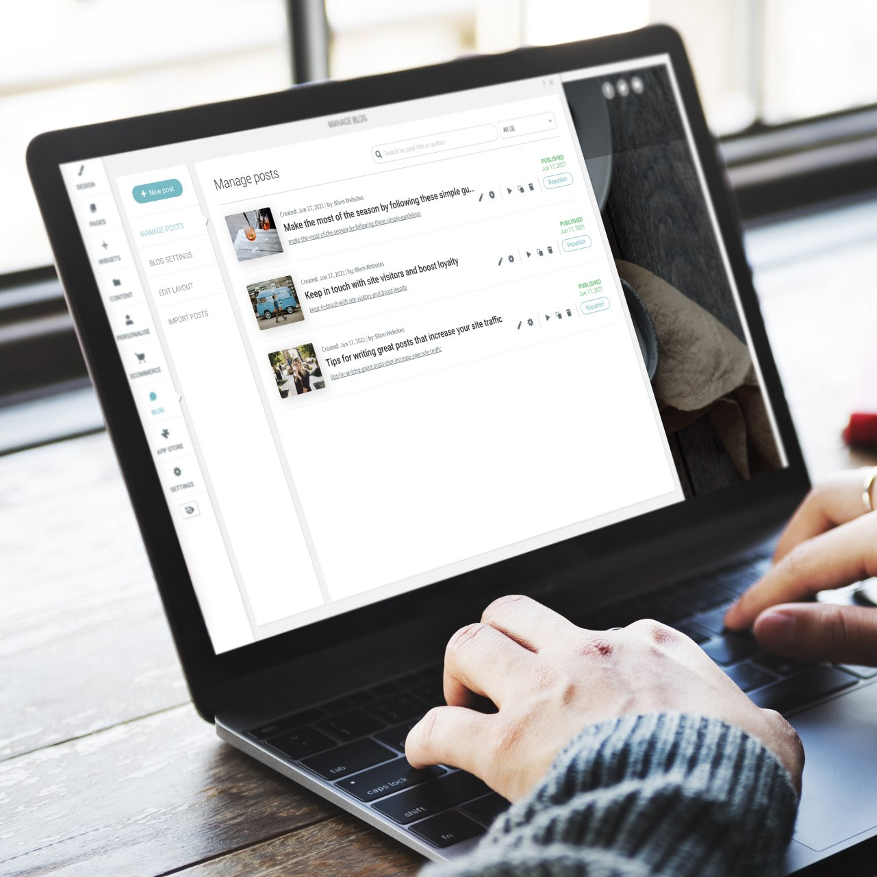 Person using a laptop with a white email or messaging inbox open on the screen