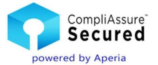 Logo: Blue cube with keyhole,