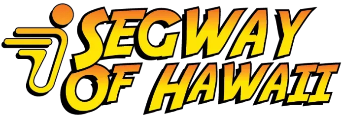Yellow and orange Segway of Hawaii logo with stylized Segway icon and bold text