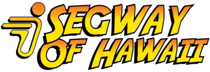 Yellow and orange Segway of Hawaii logo with stylized Segway icon and bold text