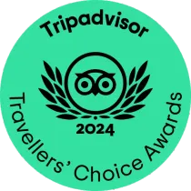 Tripadvisor Travelers’ Choice Awards 2024 green badge with owl logo and laurel wreath