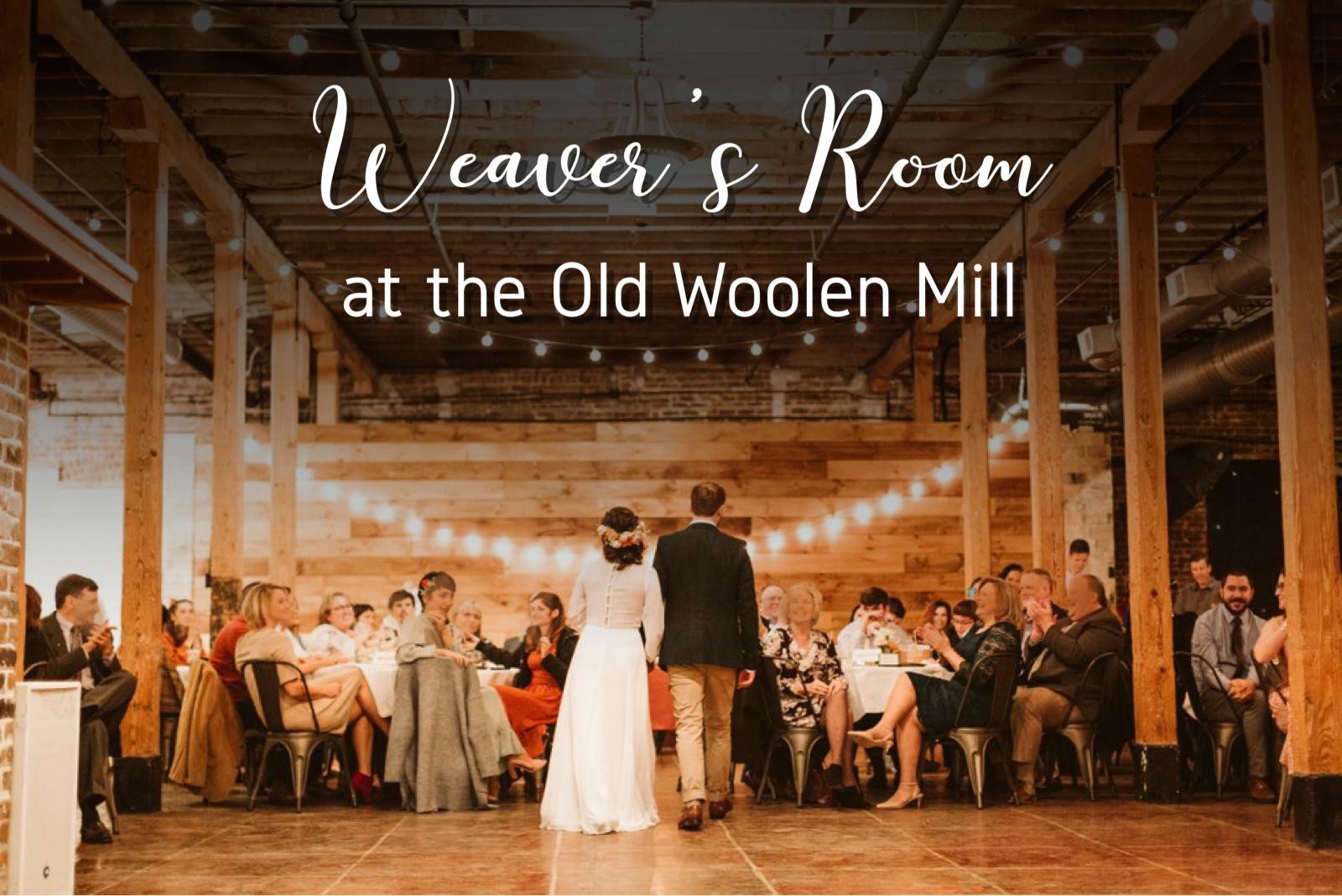 A bride and groom are dancing at a wedding reception at the old woolen mill.