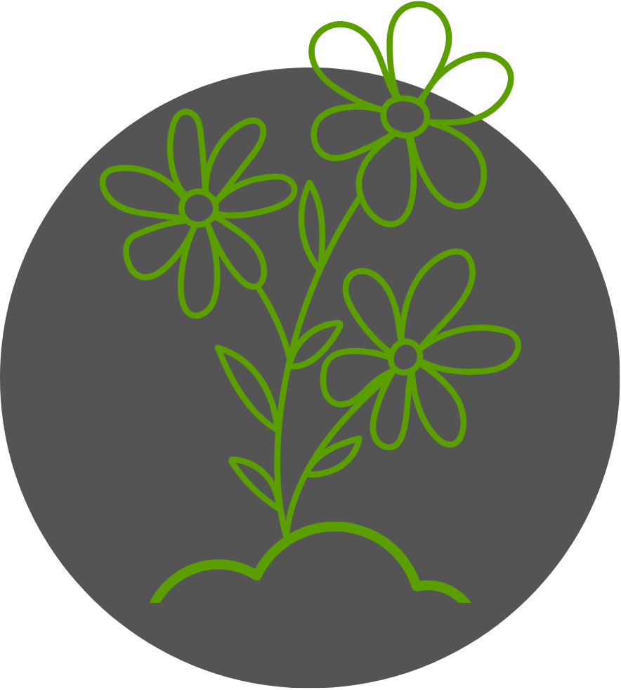 A circle with a bunch of green grass in it