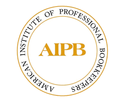 Logos for Intuit Certified ProAdvisor (QuickBooks) and American Institute of Professional Bookkeepers (AIPB).