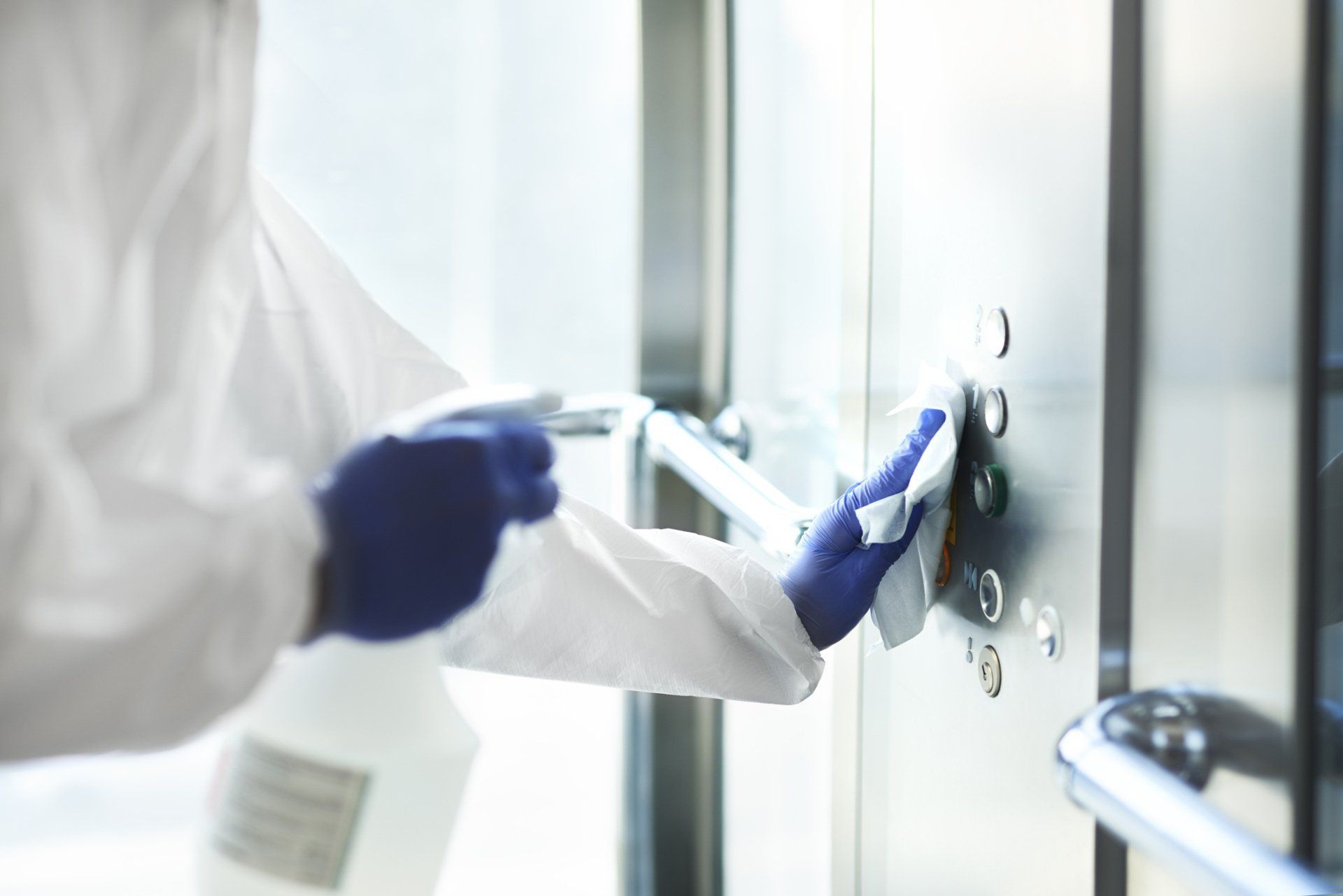 Disinfecting Commercial Elevator Door