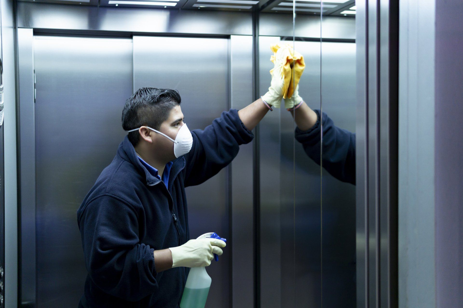Cleaner Cleaning the Elevator