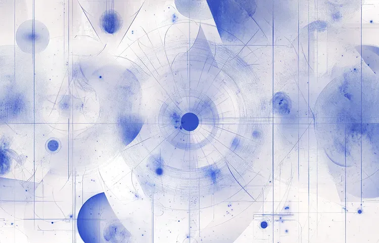 A white background with blue circles and lines on it