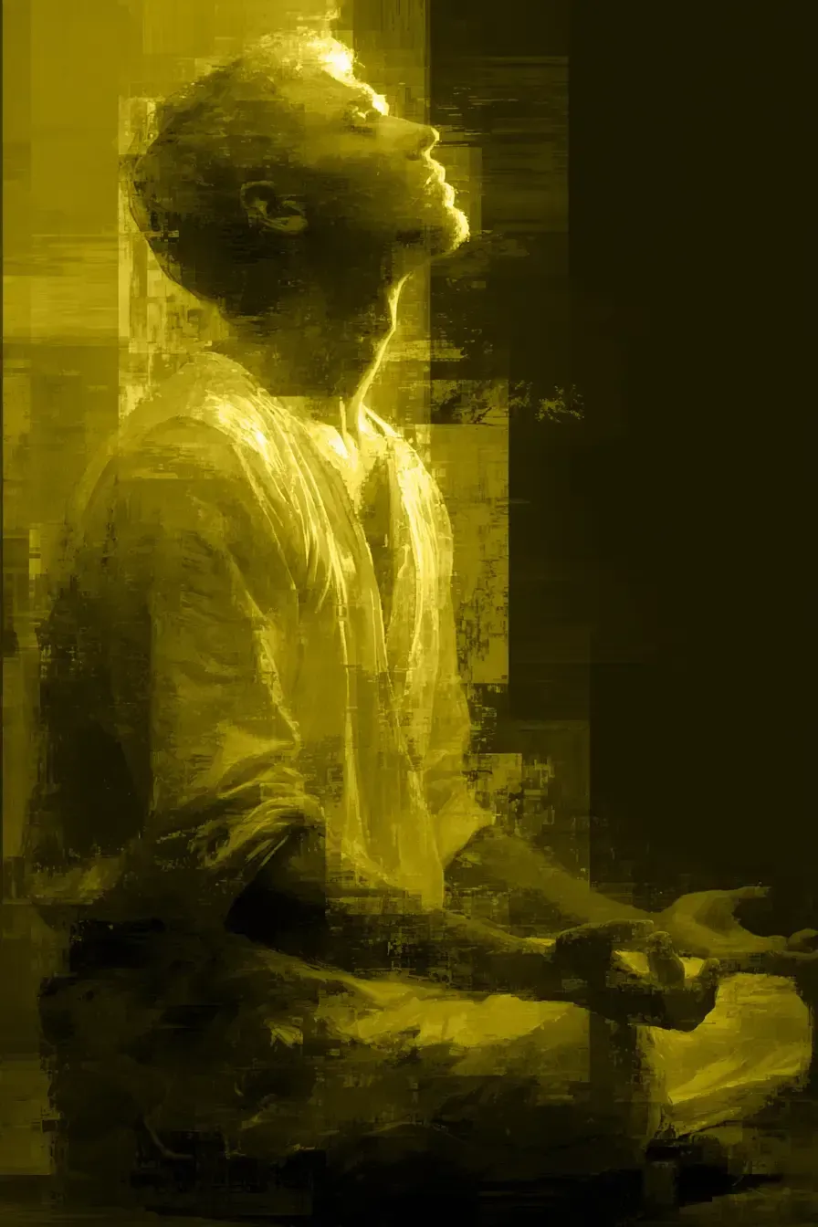 A man is sitting in a lotus position meditating