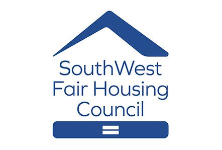 A blue logo for the southwest fair housing council