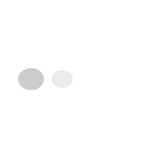 Two gray circles followed by a fading white rectangle on a white background.