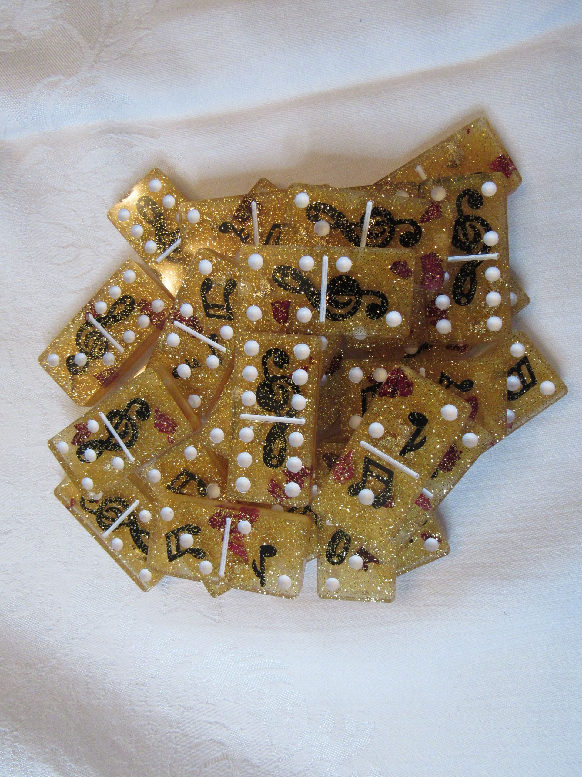 Gold Glitter Music Notes Dominoes
