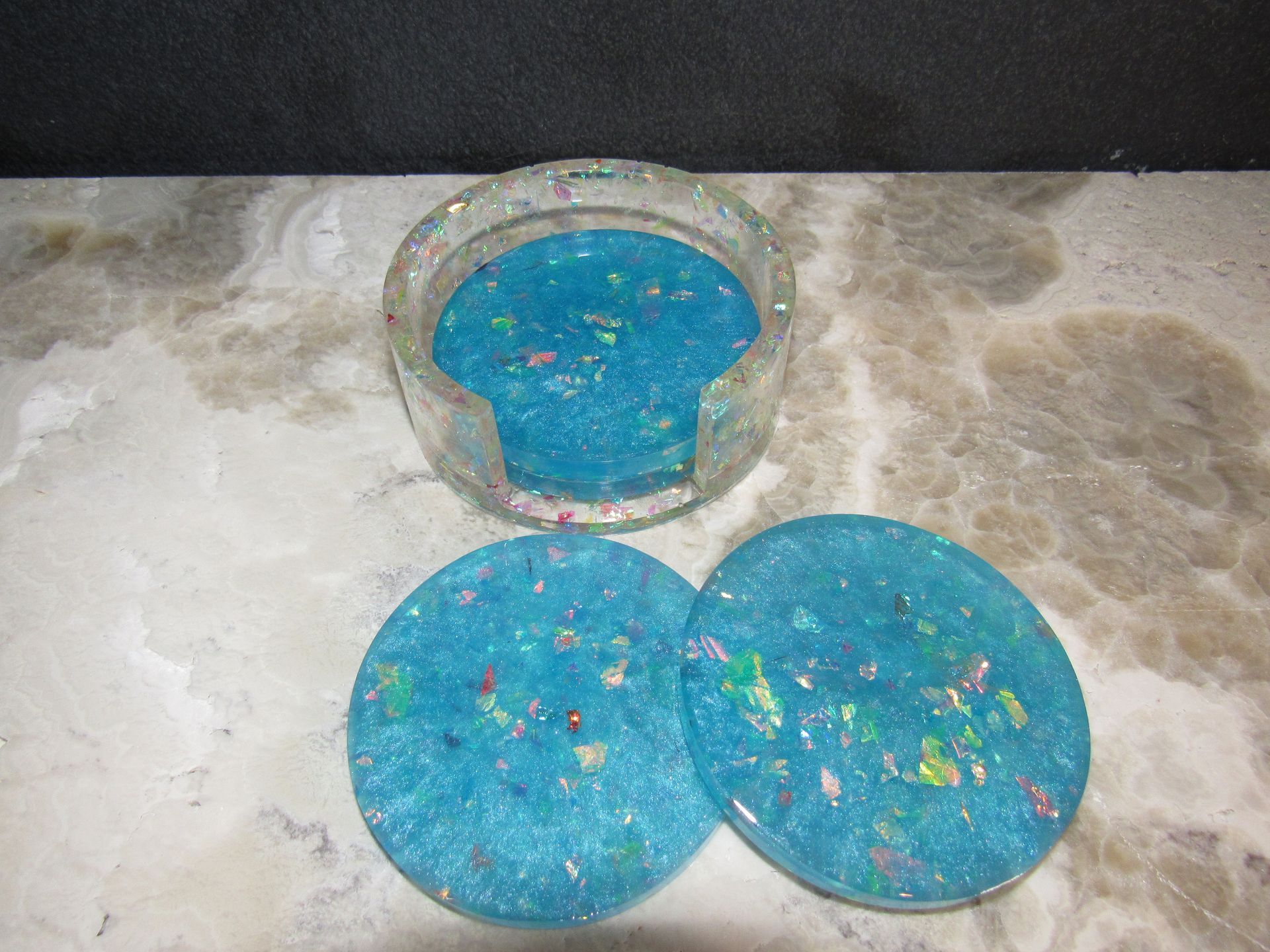 Blue Confetti Coasters - 5 piece set