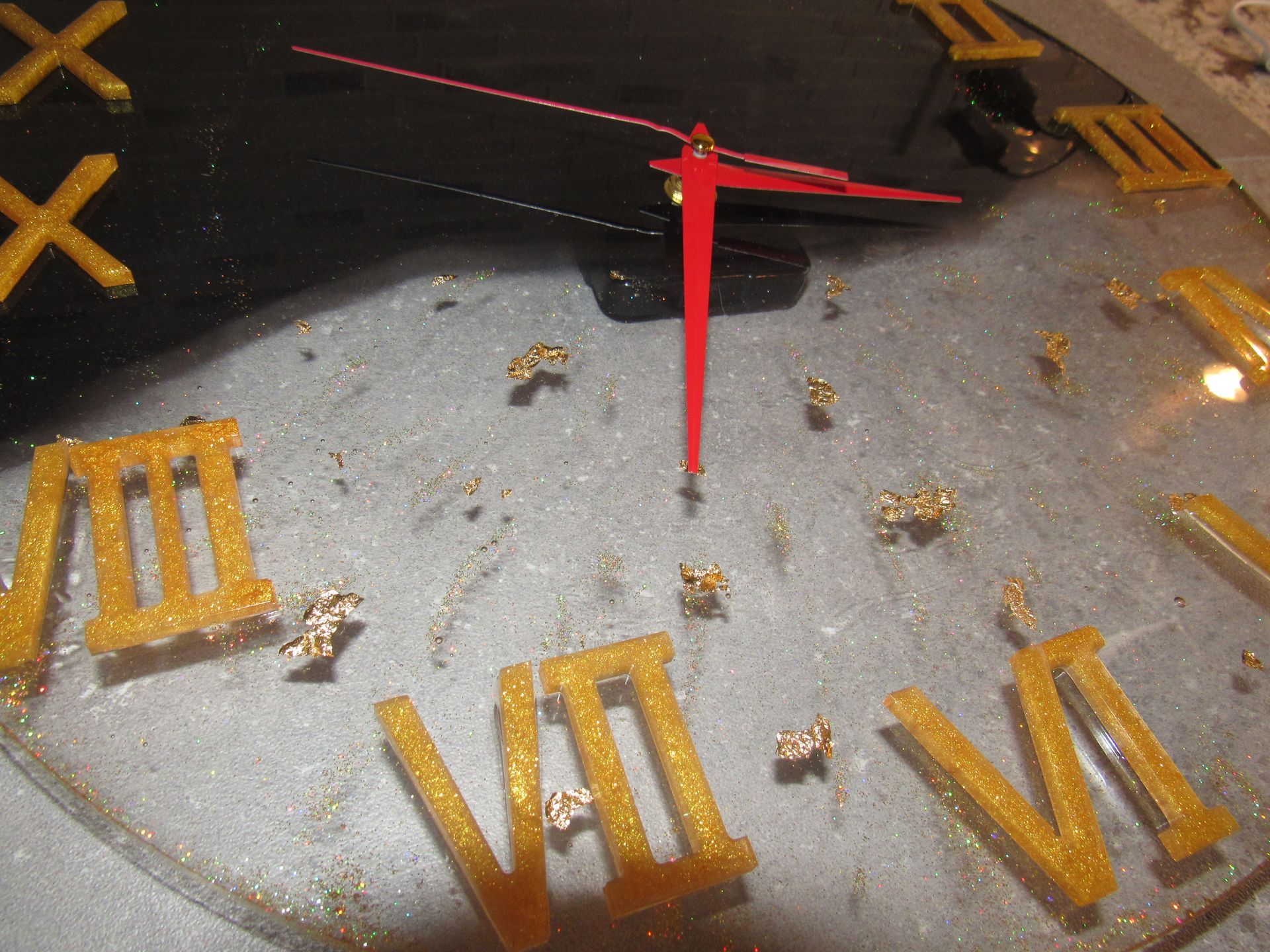 Black and Gold Resin Wall Clock - 15 inches