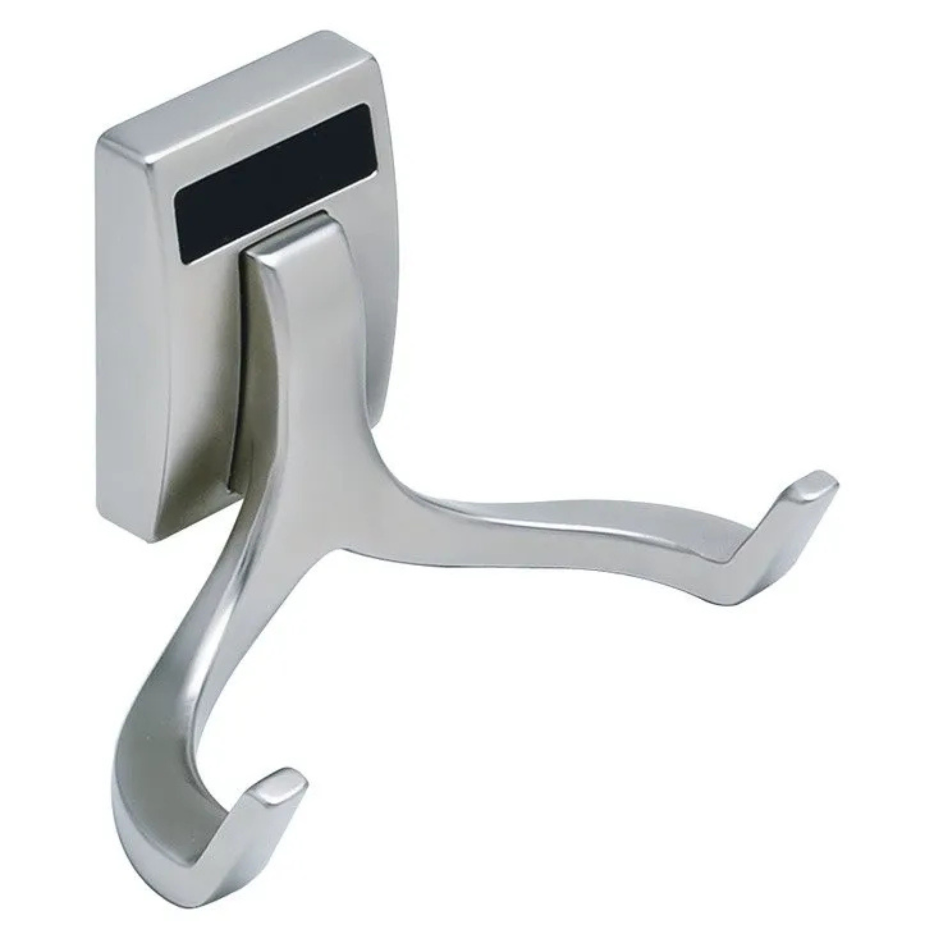 Chrome wall-mounted coat hook with two curved arms