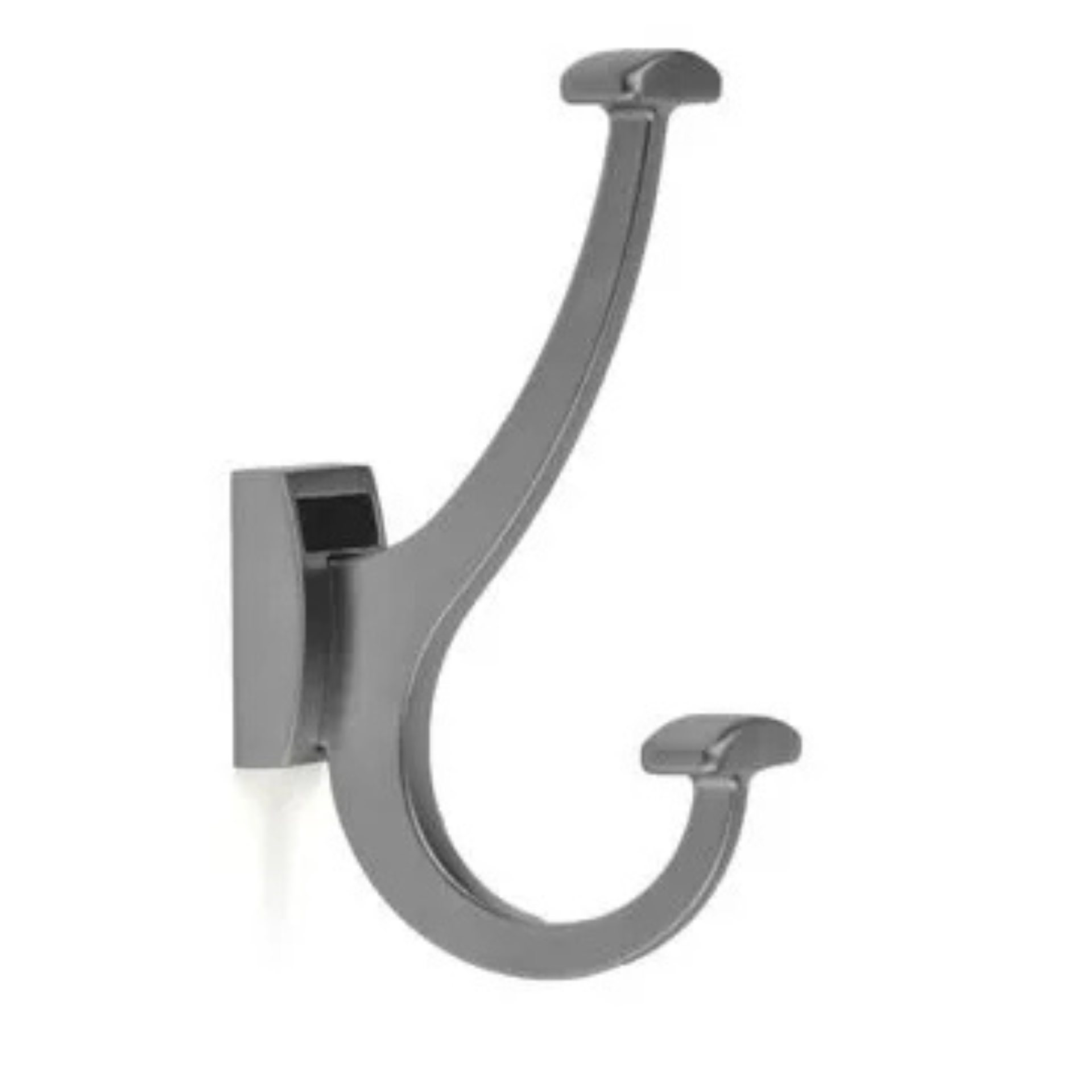Gray wall-mounted decorative coat hook with two curved hooks
