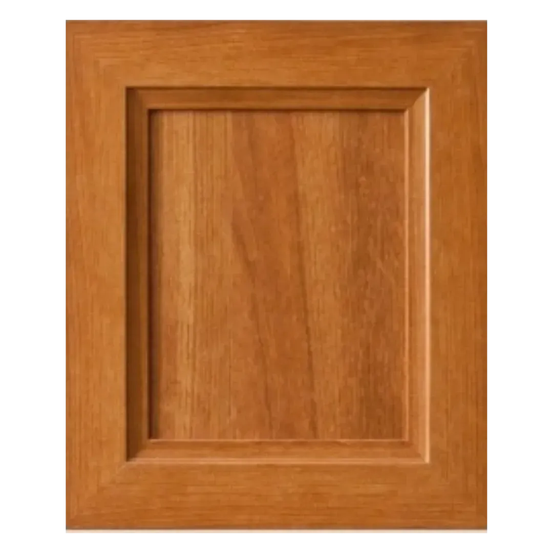 Wooden cabinet door panel with a recessed center and warm brown finish