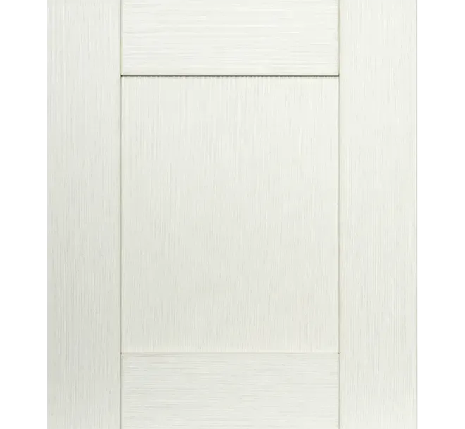 White paneled door with vertical textured panels and a central recessed section