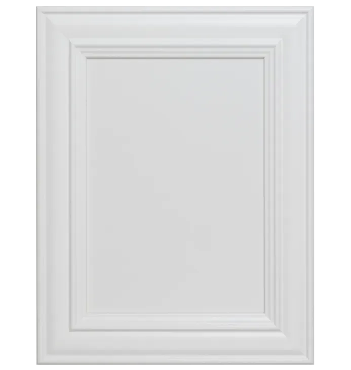 White paneled cabinet door with recessed rectangular molding