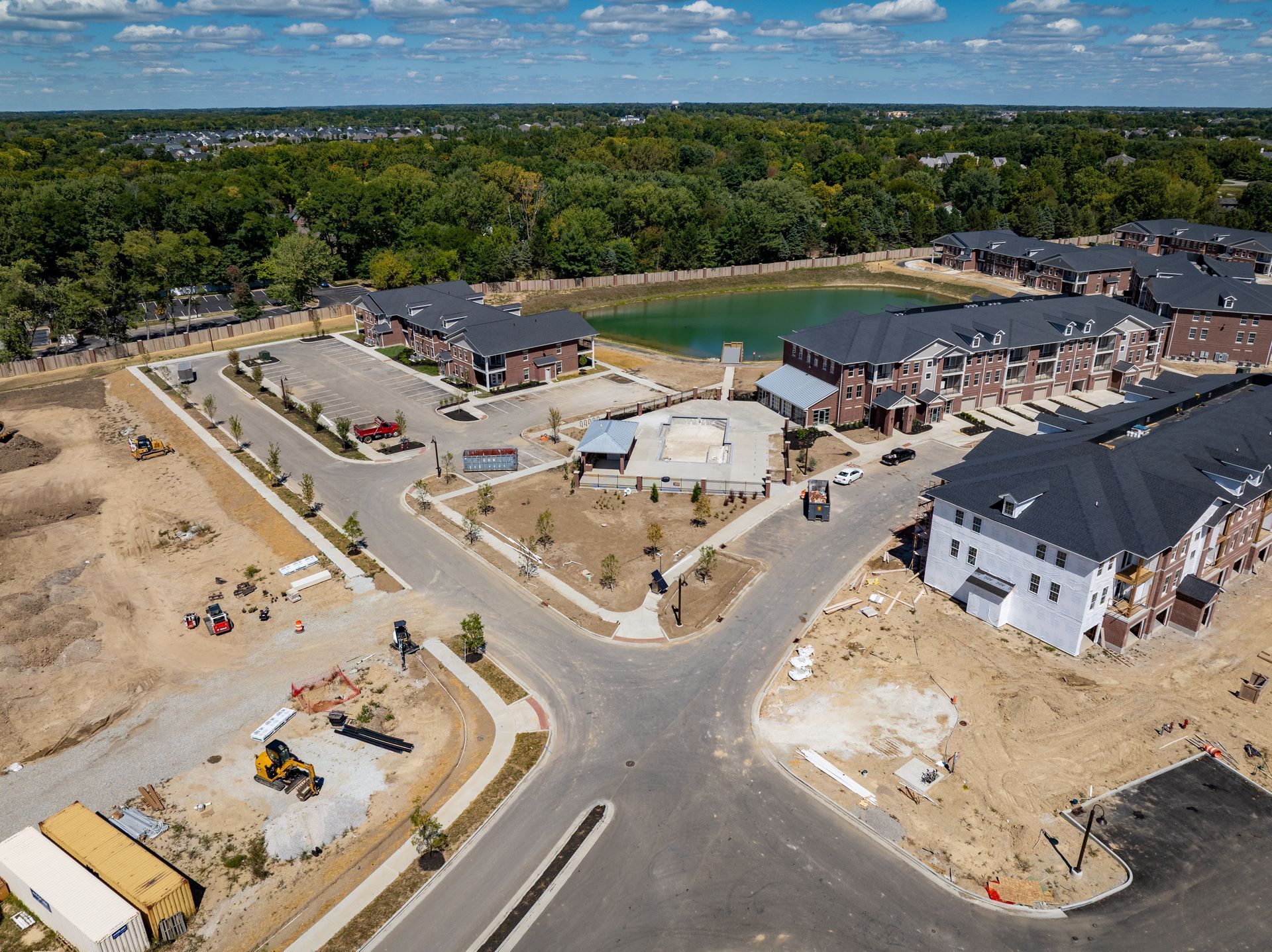 Arial view ofthe brand new luxury apartments in Zionsville, IN, Woods of West Carmel